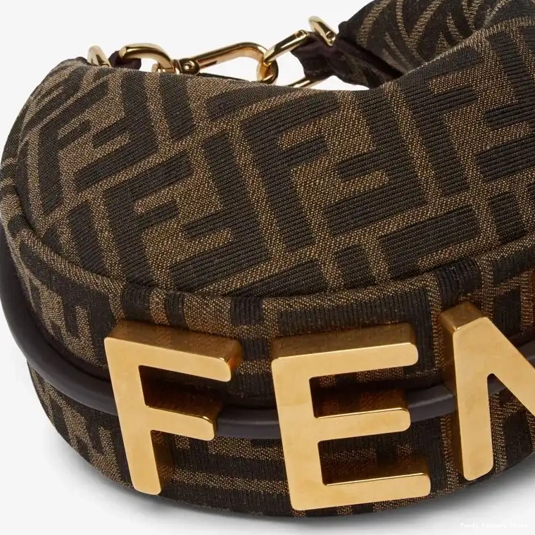 Affordable Fendi Motif Fendigraphy FF Brown In Hobo Fabric Mini Bag 0509